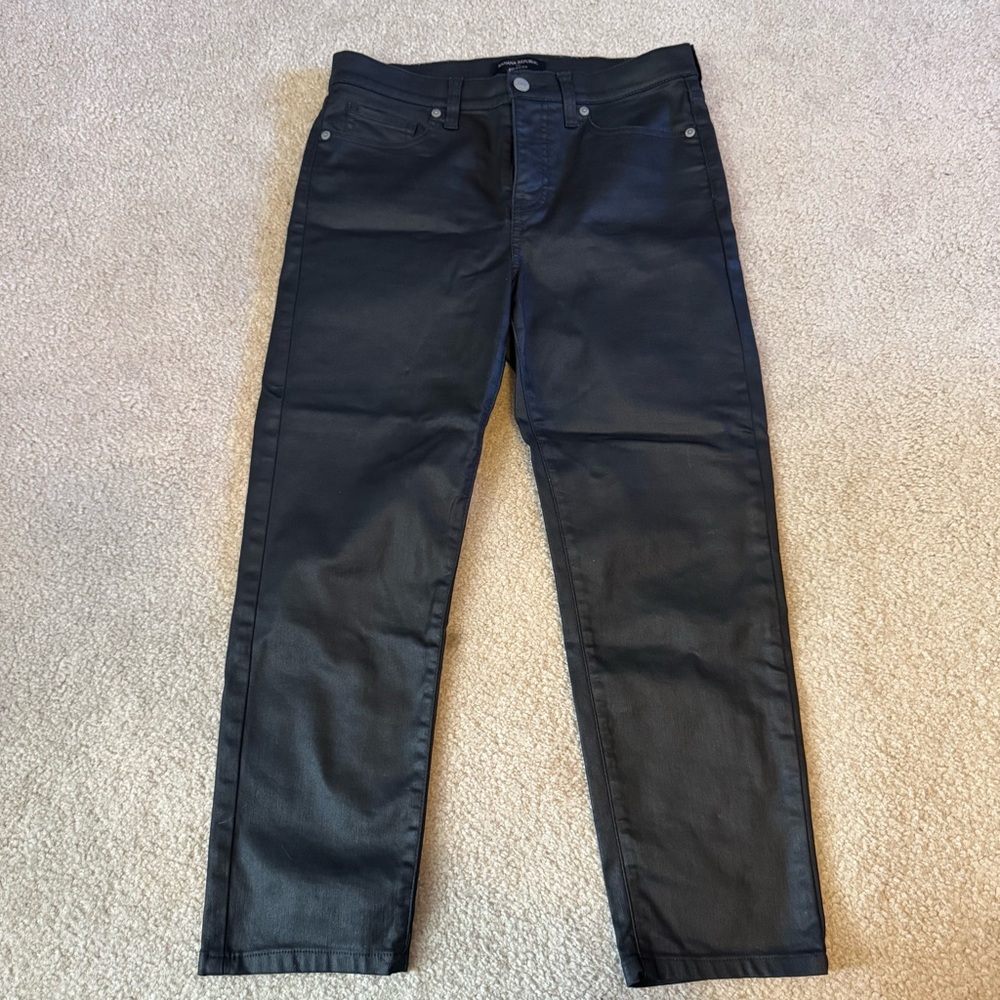 Banana Republic Coated Black High Rise Slim Jeans